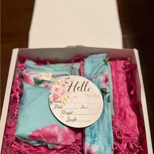 Baby Girl Vibrant Blue and Pink Infant Baby Shower Gift Set